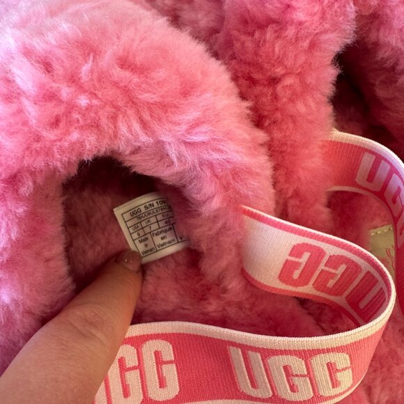 UGG Fluff Yeah Slingback Slippers – Women’s Hot Pink Fuzzy Slippers - Picture 3 of 4